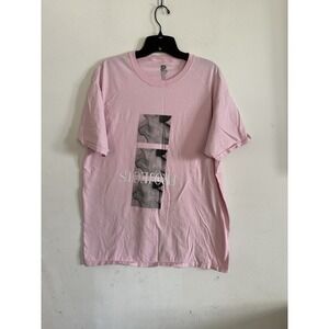 Brooklyn Projects Mens Pink Cotton Crew Neck T Shirt, Size Large